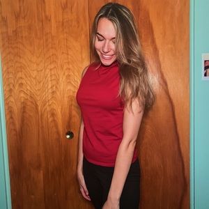 Red Mock Turtle Neck